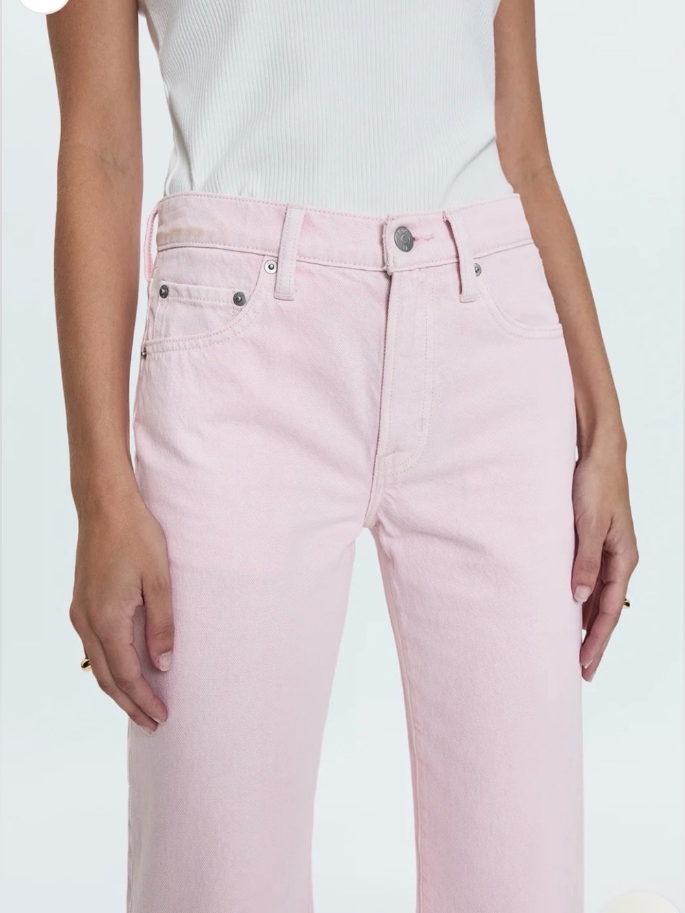 LEXI MID RISE BOWED STRAIGHT JEAN - BLUSH - Picture 2 of 5